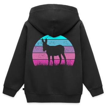 Esel Maultier - Kinder Premium Organic Zip Hoodie - Schwarz - Hinten - AI Model Kid Male (0cm)