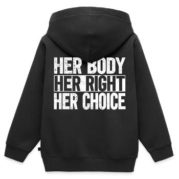 Votre corps, votre choix - Sweat Premium à capuche zippé enfant bio - noir - Dos - AI Model Kid Male (0cm)