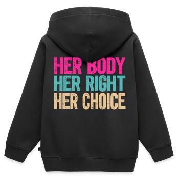 Votre corps, votre choix - Sweat Premium à capuche zippé enfant bio - noir - Dos - AI Model Kid Male (0cm)