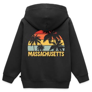 Massachusetts - Kinder Premium Organic Zip Hoodie - Schwarz - Hinten - AI Model Kid Male (0cm)