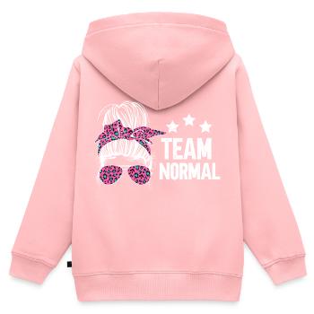 Team Normal - Kids Premium Organic Zip-up Hoodie - rose - Back - AI Model Kid Female (0cm)