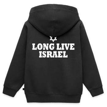 Long live israel - Sweat Premium à capuche zippé enfant bio - noir - Dos - AI Model Kid Male (0cm)