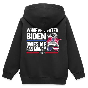 Wer Biden gewählt hat, schuldet mir Benzingeld - Kinder Premium Organic Zip Hoodie - Schwarz - Hinten - AI Model Kid Male (0cm)