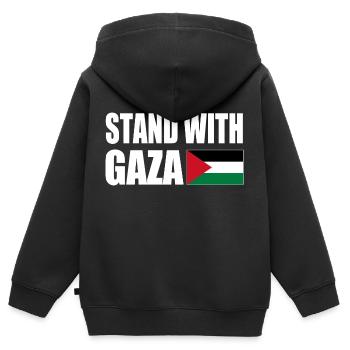 Stand with gaza - Kids Premium Organic Zip-up Hoodie - black - Back - AI Model Kid Male (0cm)