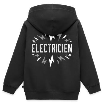 Electricien - avec éclairs - Sweat Premium à capuche zippé enfant bio - noir - Dos - AI Model Kid Male (0cm)