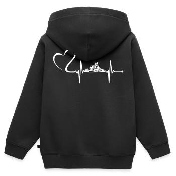 Kart course rythme cardiaque - Sweat Premium à capuche zippé enfant bio - noir - Dos - AI Model Kid Male (0cm)