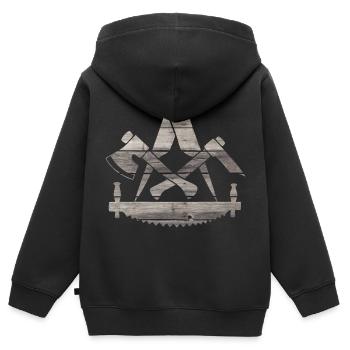 Zimmermann - Vintage Holzlogo - Kinder Premium Organic Zip Hoodie - Schwarz - Hinten - AI Model Kid Male (0cm)
