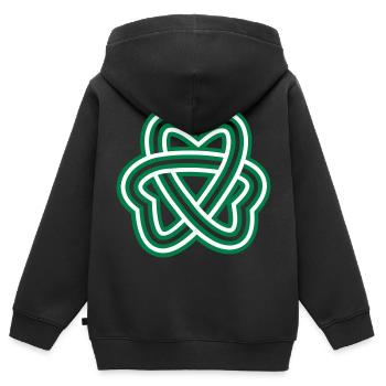 Trèfle triple nœud celtique - Sweat Premium à capuche zippé enfant bio - noir - Dos - AI Model Kid Male (0cm)