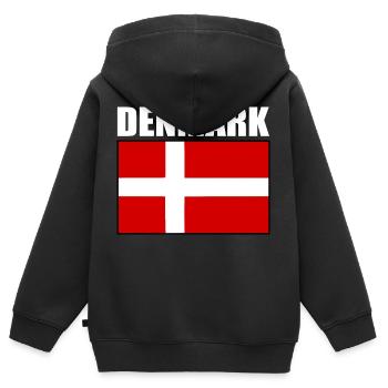 Dänemark - Kinder Premium Organic Zip Hoodie - Schwarz - Hinten - AI Model Kid Male (0cm)