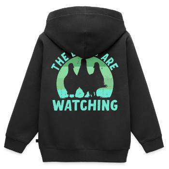 Birds Are Watching - Kinder Premium Organic Zip Hoodie - Schwarz - Hinten - AI Model Kid Male (0cm)