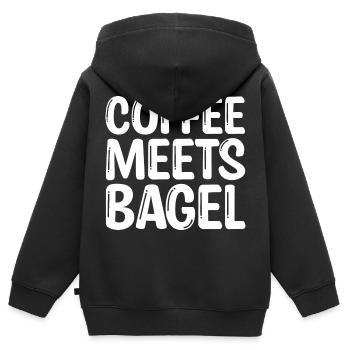 Le café rencontre Bagel - Sweat Premium à capuche zippé enfant bio - noir - Dos - AI Model Kid Male (0cm)