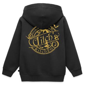 Hexenküche - Kinder Premium Organic Zip Hoodie - Schwarz - Hinten - AI Model Kid Male (0cm)