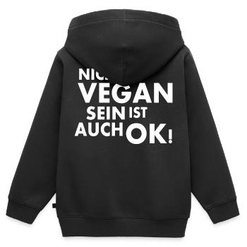 Nicht vegan sein ist auch ok - Kinder Premium Organic Zip Hoodie - Schwarz - Hinten - AI Model Kid Male (0cm)
