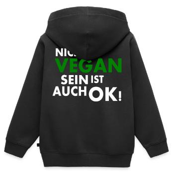 Nicht vegan sein ist auch ok - Kinder Premium Organic Zip Hoodie - Schwarz - Hinten - AI Model Kid Male (0cm)