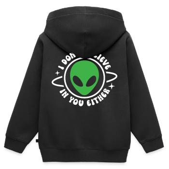 Ich glaube auch nicht an dich - Kinder Premium Organic Zip Hoodie - Schwarz - Hinten - AI Model Kid Male (0cm)