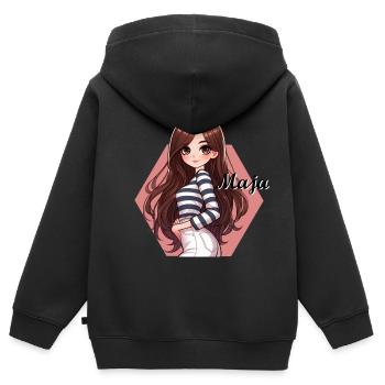 Maja - die Mutige - Kinder Premium Organic Zip Hoodie - Schwarz - Hinten - AI Model Kid Male (0cm)