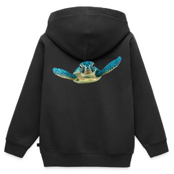 turtle schildkroete tiere animals10 - Kinder Premium Organic Zip Hoodie - Schwarz - Hinten - AI Model Kid Male (0cm)