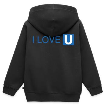 I Love U-Bahn Blau Geschenkidee - Kinder Premium Organic Zip Hoodie - Schwarz - Hinten - AI Model Kid Male (0cm)