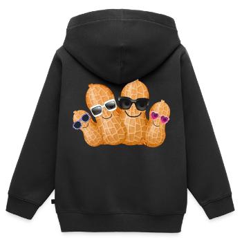 nüsse,nuss,familie,familie,erdnüsse,erdnuss - Kinder Premium Organic Zip Hoodie - Schwarz - Hinten - AI Model Kid Male (0cm)