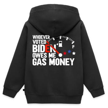 Wer Biden gewählt hat, schuldet mir Benzingeld - Kinder Premium Organic Zip Hoodie - Schwarz - Hinten - AI Model Kid Male (0cm)