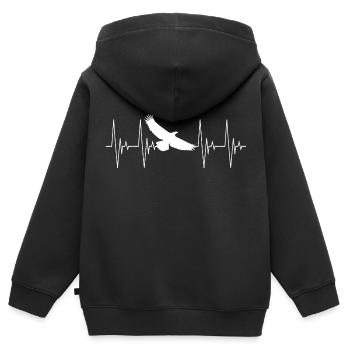 Adler weiß Herzschlag Tiere Vogel Greifvogel EKG - Kinder Premium Organic Zip Hoodie - Schwarz - Hinten - AI Model Kid Male (0cm)