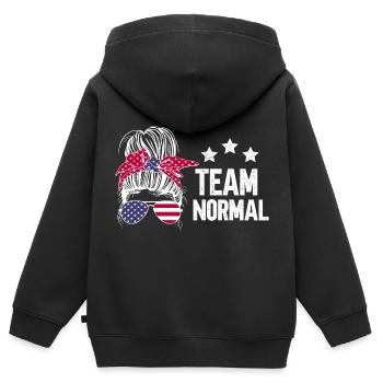 Équipe Normale - Sweat Premium à capuche zippé enfant bio - noir - Dos - AI Model Kid Male (0cm)