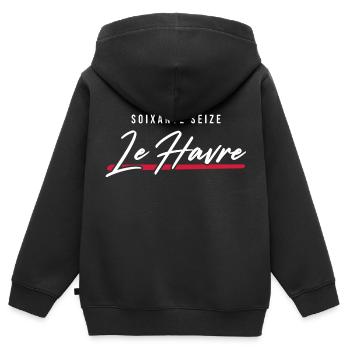 Le Havre 76 Frankreich Kennzeichen - Kinder Premium Organic Zip Hoodie - Schwarz - Hinten - AI Model Kid Male (0cm)