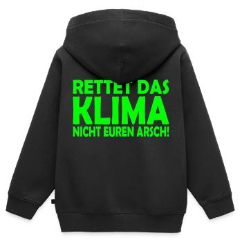 Klima retten - Kinder Premium Organic Zip Hoodie - Schwarz - Hinten - AI Model Kid Male (0cm)