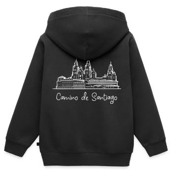Camino de Santiago - Kinder Premium Organic Zip Hoodie - Schwarz - Hinten - AI Model Kid Male (0cm)