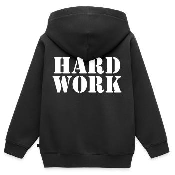 Hard work - Sweat Premium à capuche zippé enfant bio - noir - Dos - AI Model Kid Male (0cm)