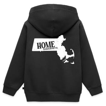 Massachusetts - Kinder Premium Organic Zip Hoodie - Schwarz - Hinten - AI Model Kid Male (0cm)