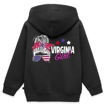 Virginia - Kinder Premium Organic Zip Hoodie - Schwarz - Hinten - AI Model Kid Male (0cm)