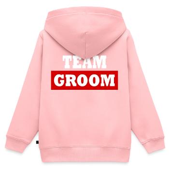 Team groom - Sweat Premium à capuche zippé enfant bio - rose - Dos - AI Model Kid Female (0cm)