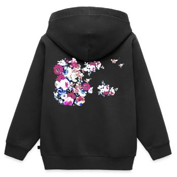 Fleurs,Fleur,Printemps,Fleurs - Sweat Premium à capuche zippé enfant bio - noir - Dos - AI Model Kid Male (0cm)