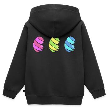 Les oeufs de Pâques oeufs de ostern75 Oeufs - Sweat Premium à capuche zippé enfant bio - noir - Dos - AI Model Kid Male (0cm)