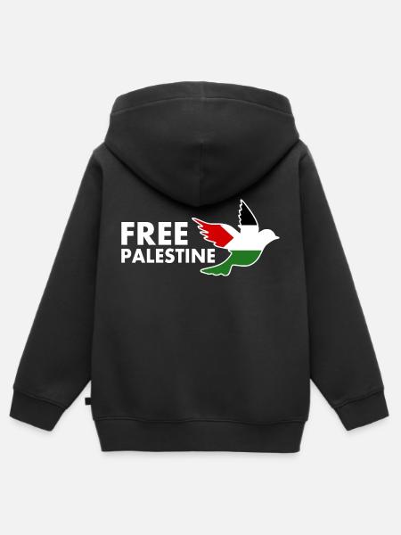 Free palestine - Premium børne zip-hættetrøje økologisk - sort
