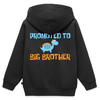 Promoted to Big Dino Bro - Großer Dino Bruder - Kids Premium Organic Zip-up Hoodie - black - Back - AI Model Kid Male (0cm)