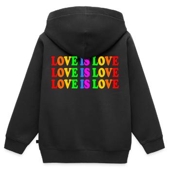 Love is love - Sweat Premium à capuche zippé enfant bio - noir - Dos - AI Model Kid Male (0cm)