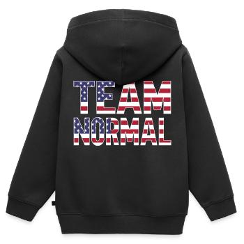 Équipe Normale - Sweat Premium à capuche zippé enfant bio - noir - Dos - AI Model Kid Male (0cm)