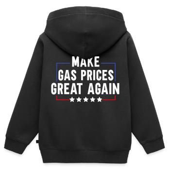 Make Gas Prices Great Again - Kinder Premium Organic Zip Hoodie - Schwarz - Hinten - AI Model Kid Male (0cm)