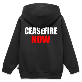 Ceasefire now - Kinder Premium Organic Zip Hoodie - Schwarz - Hinten - AI Model Kid Male (0cm)