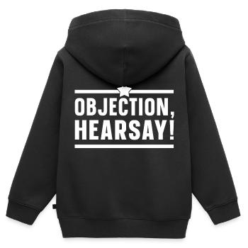 Objection Hearsay - Kinder Premium Organic Zip Hoodie - Schwarz - Hinten - AI Model Kid Male (0cm)