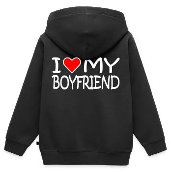 I love my boyfriend - Kinder Premium Organic Zip Hoodie - Schwarz - Hinten - AI Model Kid Male (0cm)