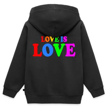 Love is love - Sweat Premium à capuche zippé enfant bio - noir - Dos - AI Model Kid Male (0cm)