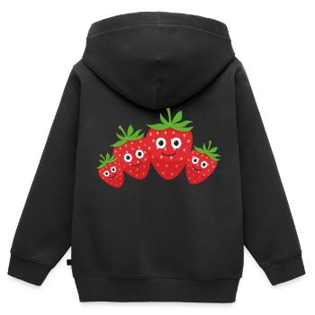 Strawberries,Family,Berries,Strawberry - Kids Premium Organic Zip-up Hoodie - black - Back - AI Model Kid Male (0cm)