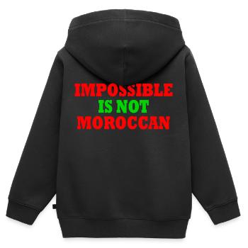 impossible is not moroccan - marokko - Kinder Premium Organic Zip Hoodie - Schwarz - Hinten - AI Model Kid Male (0cm)
