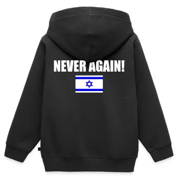 Never again - israel - Kinder Premium Organic Zip Hoodie - Schwarz - Hinten - AI Model Kid Male (0cm)
