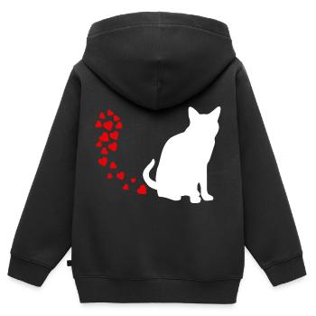 Katzen Liebe Mietzekatze Geschenkidee - Kinder Premium Organic Zip Hoodie - Schwarz - Hinten - AI Model Kid Male (0cm)