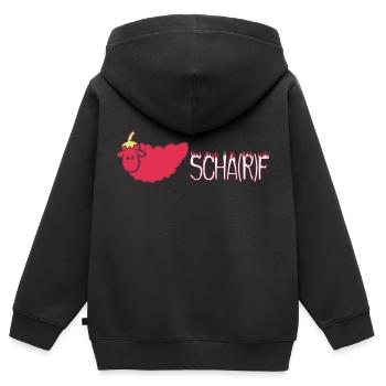 Ein scharfes Schaf - Kinder Premium Organic Zip Hoodie - Schwarz - Hinten - AI Model Kid Male (0cm)