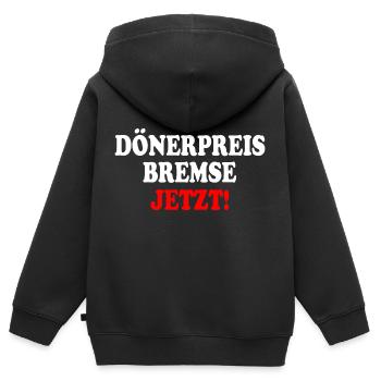 dönerpreisbremse jetzt - Kinder Premium Organic Zip Hoodie - Schwarz - Hinten - AI Model Kid Male (0cm)